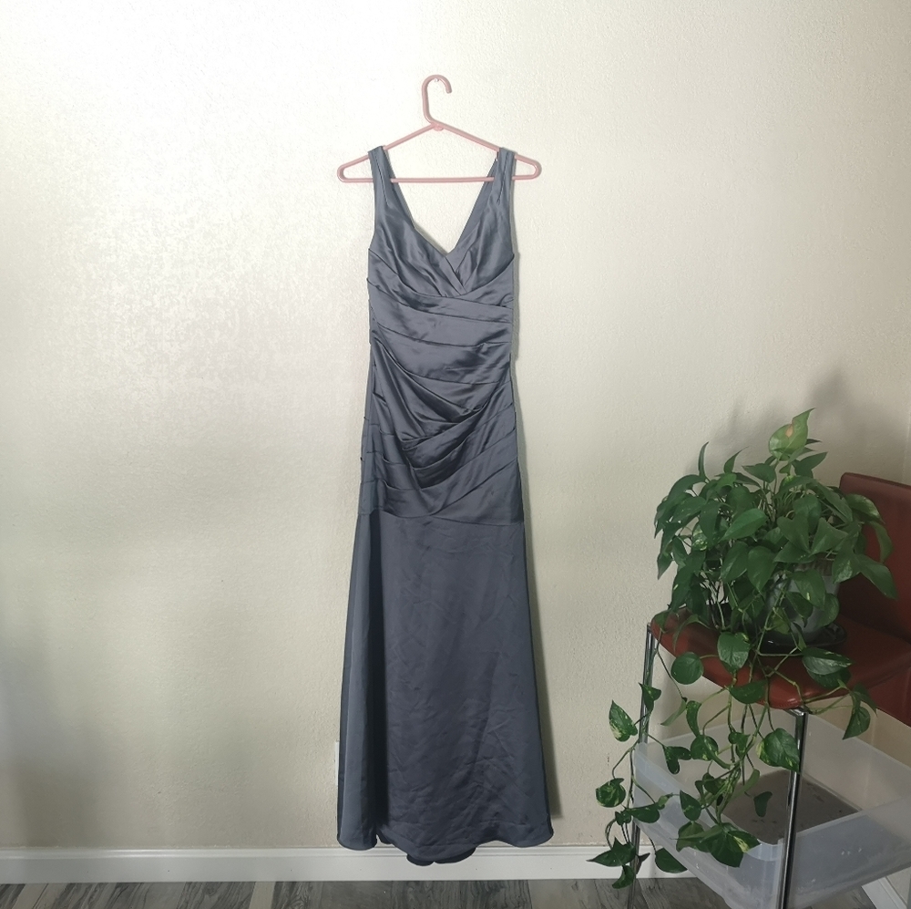 Beautiful Silky Grey-Lavender Floor-Length Dress